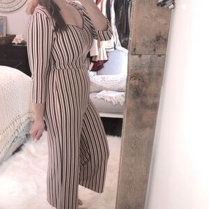 Chelsea & Violet striped pants romper size small